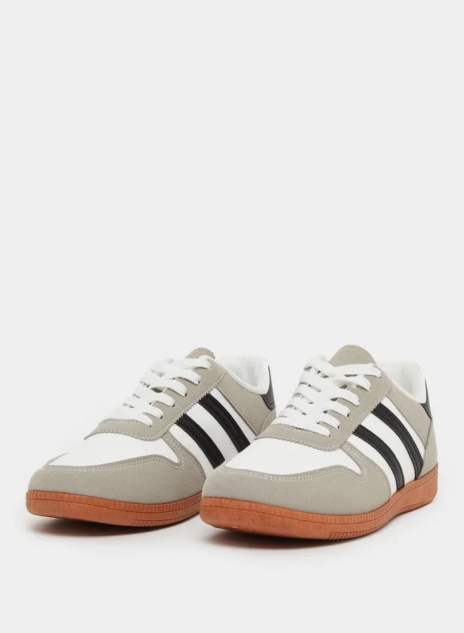 Styli Styli Striped Panelled Lace Up Sneakers