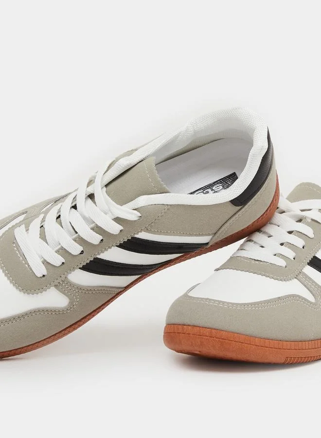 Styli Styli Striped Panelled Lace Up Sneakers