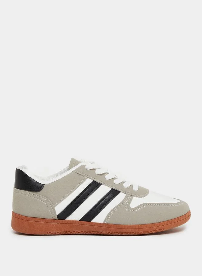 ستايلي Styli Striped Panelled Lace Up Sneakers