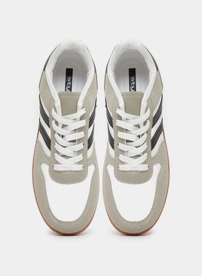 Styli Styli Striped Panelled Lace Up Sneakers