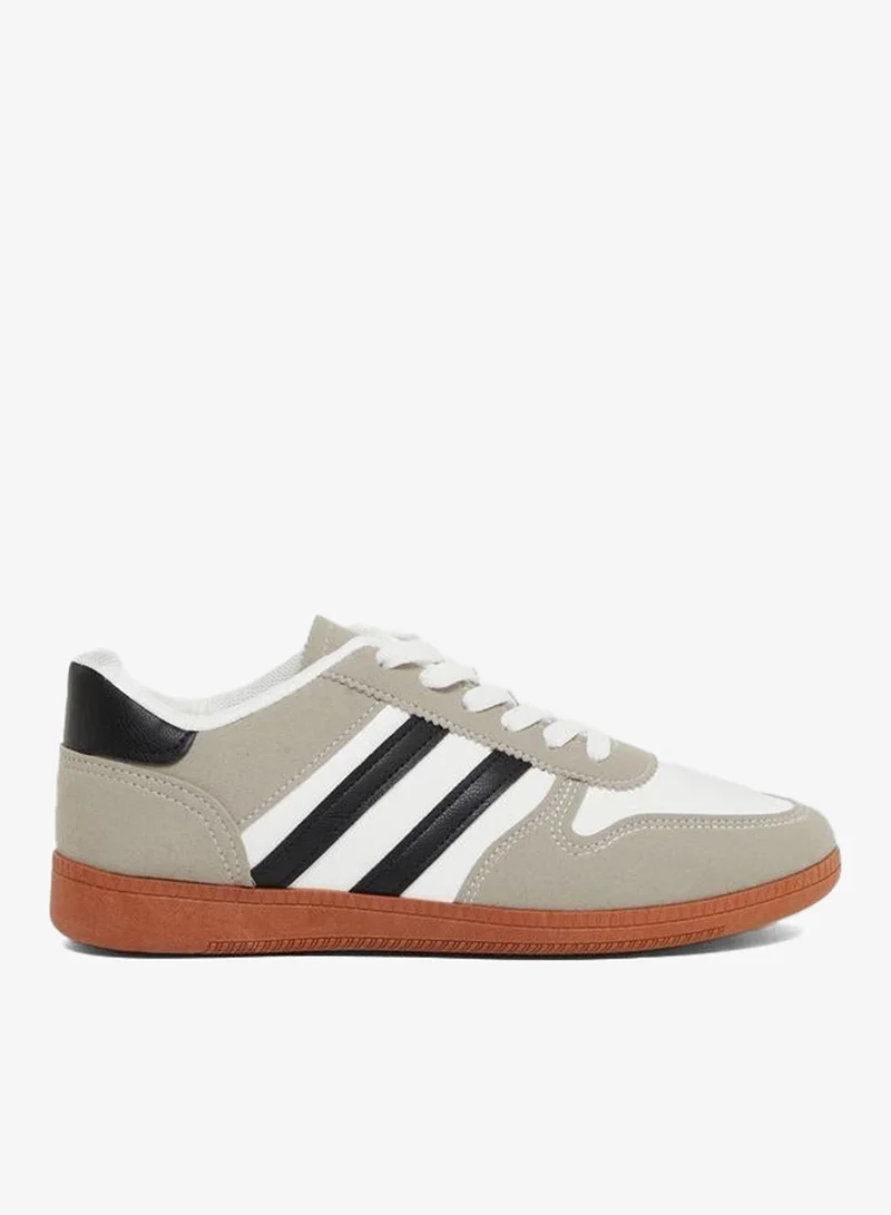 Styli Active Striped Panelled Lace Up Sneakers