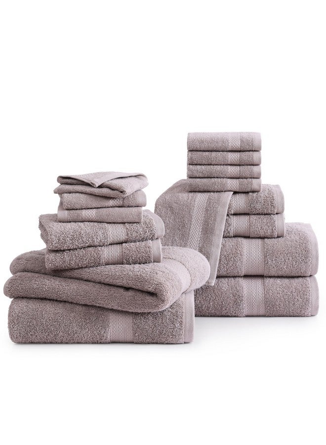 LANE LINEN LANE LINEN 100% Mercerized Cotton Bathroom Towel Set - 16 Pcs - Ring Spun, Fluffy, Soft & Highly Absorbent - 4 Bath, 8 Washcloths, 4 Hand Towels - Avaialable in Wide Variety of Colours - Platinum  - Image 2