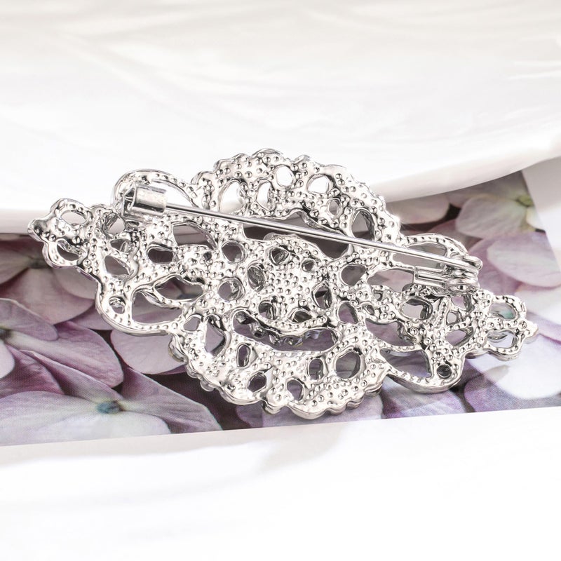 HAISWET Vintage Wedding Bridal Crystal Art Deco Clear Rhinestone Brooch Pin - Image 4