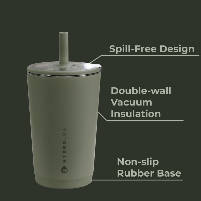 HydroJug Everyday Tumbler 14 oz â€“ Ceramic-Lined Insulated Tumbler with Straw and Soft-Touch Lid, Cup Holder Friendly, Double-Wall Vacuum Insulation, Reusable Travel Cup â€“ Courtyard - Image 3