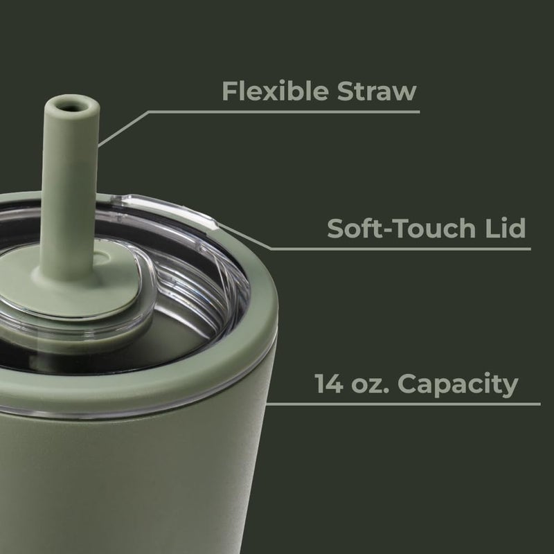 HydroJug Everyday Tumbler 14 oz â€“ Ceramic-Lined Insulated Tumbler with Straw and Soft-Touch Lid, Cup Holder Friendly, Double-Wall Vacuum Insulation, Reusable Travel Cup â€“ Courtyard - Image 4