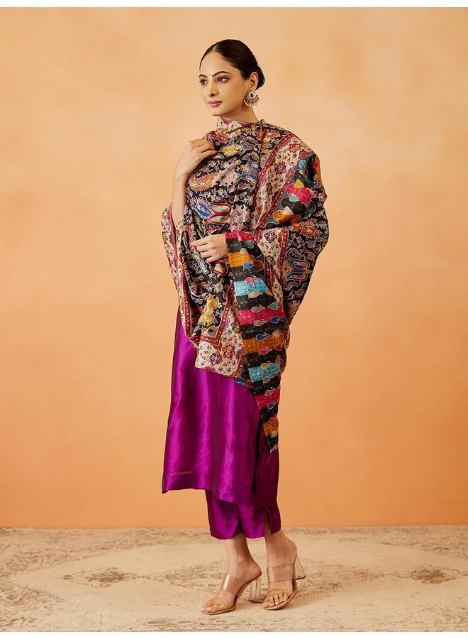 Pashmoda Women Zarmina Fine Wool Fabric Pashmina Kalamkari Embroidered Shawl, Stole and Wrap, Sustainable and Natural Fabric, Heritage Kashmiri Pashmina(Size 40x80) - Image 5