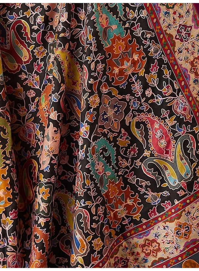 Pashmoda Women Zarmina Fine Wool Fabric Pashmina Kalamkari Embroidered Shawl, Stole and Wrap, Sustainable and Natural Fabric, Heritage Kashmiri Pashmina(Size 40x80) - Image 2