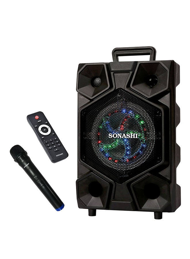 SONASHI Rechargeable Professional Speaker With Remote Control And Microphone Wireless Usb / Bluetooth/ Sd Card Slots And Fm Stereo Radio Function Colorful Led Disco Light With Digital Karaoke Feature SPS-7908R Black - Image 1