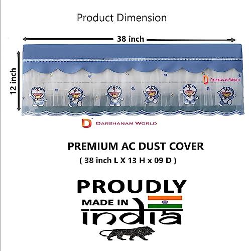 DARSHANAM WORLD Jacquard Cute Doremon Cartoon Printed AC Cover For 1.5 Ton, Premium Work Indoor AC Dust Protection Cover, Folding Adjustable Designer Ac Split Cover (Cute Doremon 1.5 Ton (Blue)) - Image 5