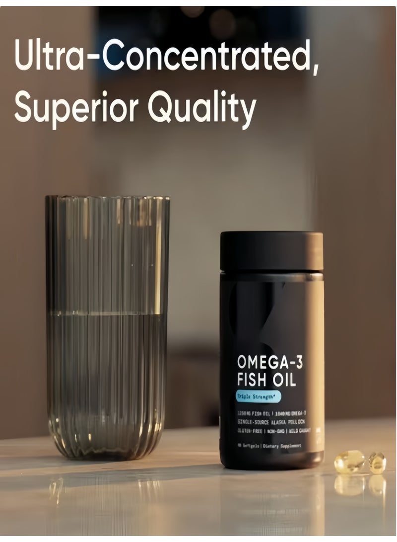 أوميغا-3 زيت السمك ثلاثي القوة كبسولات هلامية (عبوة من قطعتين) | 1250 ملجم مع حمض إيبا ودها في شكل الجليسيريدات الثلاثية | يدعم صحة القلب والدماغ والمفاصل | معتمد بخمس نجوم من معهد IFOS، لا نكهة سمكية، كبسولة واحدة يومياً – حماية صحية للعائلة بأكملها - Image 2