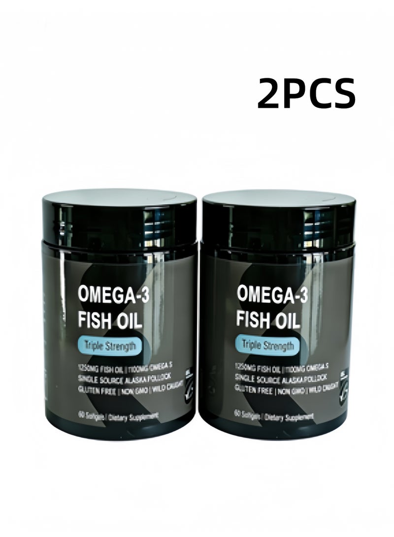 أوميغا-3 زيت السمك ثلاثي القوة كبسولات هلامية (عبوة من قطعتين) | 1250 ملجم مع حمض إيبا ودها في شكل الجليسيريدات الثلاثية | يدعم صحة القلب والدماغ والمفاصل | معتمد بخمس نجوم من معهد IFOS، لا نكهة سمكية، كبسولة واحدة يومياً – حماية صحية للعائلة بأكملها - Image 5