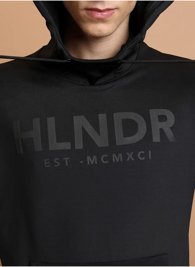 HIGHLANDER Relaxed Fit Logo Print Hoodie with Front Pocket