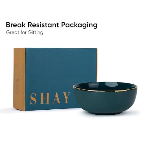 Shay Ceramic Serving Bowls Set, 1500ml, 1 Pc, Teal Gold | Glossy Finish | Premium Ceramic Bowls | Large Size | Bowl Sets | Ceramic Bowl (Large Bowl, Teal Gold) - Image 4