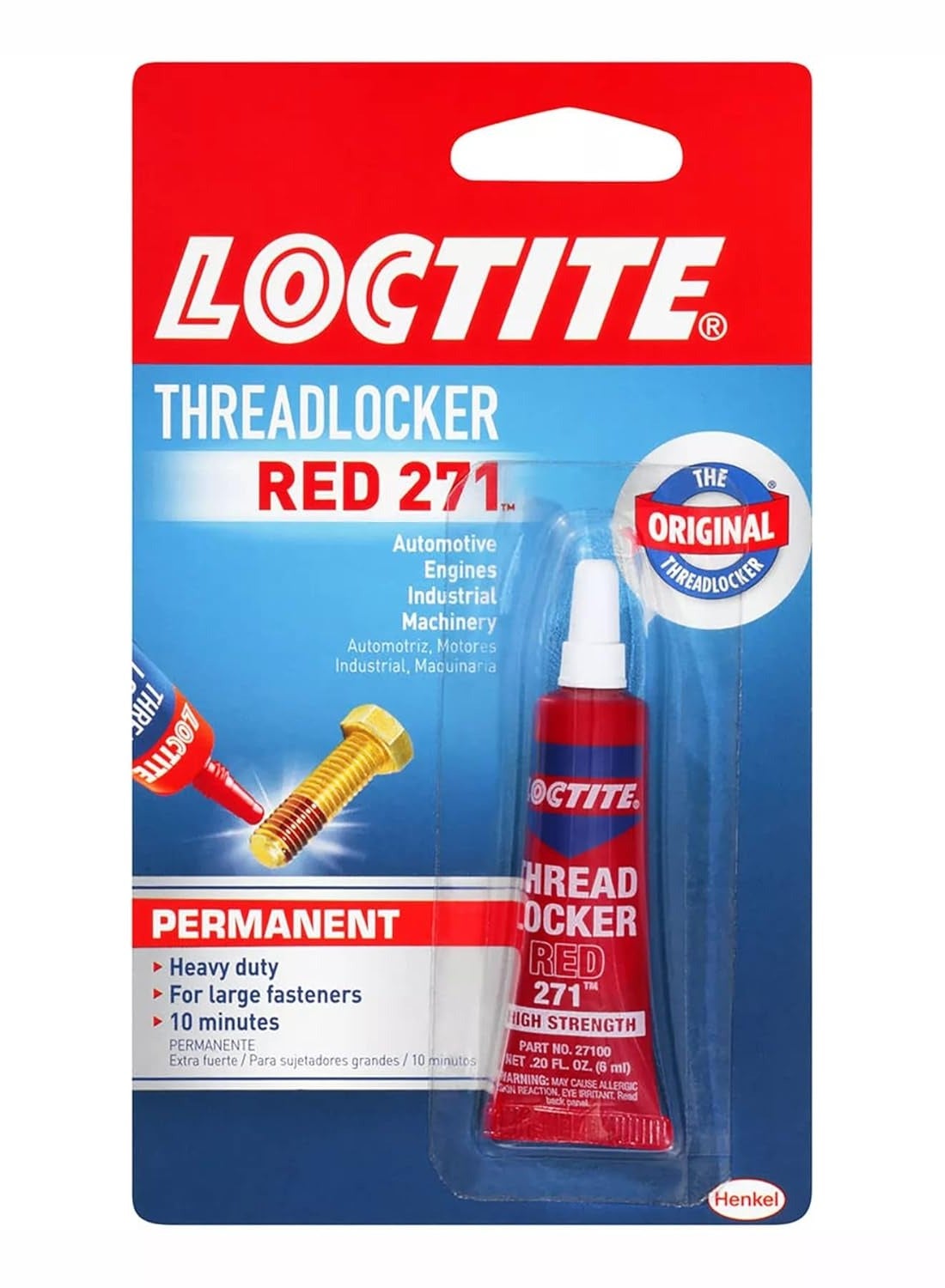 Loctite Threadlocker Red 6ml High Strength Permanent Adhesive for Metal Fasteners Bolts Nuts Screws | Heavy Duty Anti-Loosening Thread Sealant for Automotive Industrial Use