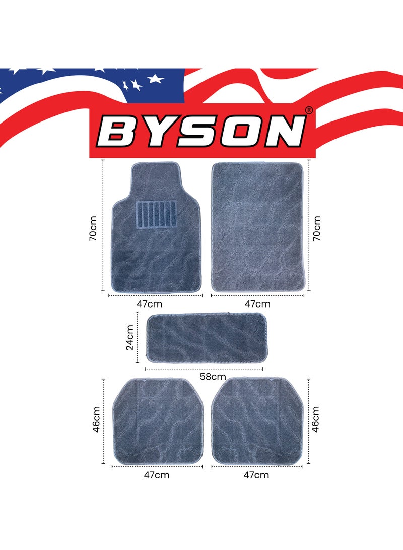 BYSON Durable Auto Universal 5 Piece Car Floor Mats for Sedan and SUV - Heavy Duty Waterproof Interior Protection with Stylish Design and Easy Clean Fit for All Season Use (Grey) - Image 5