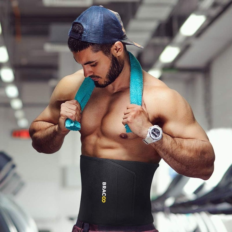 Bracoo Waist Trimmer Sweat Band for Women & Men, Sauna Belt for Lower Belly Fat, Adjustable Stomach Wrap for Workout, SE22 - Image 4