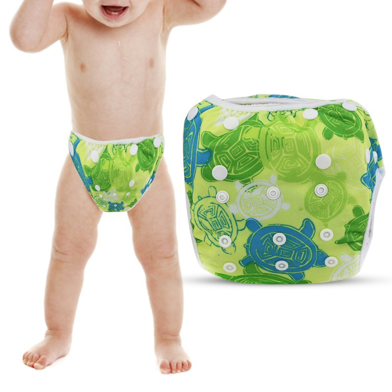 Baby Swim Diaper Adjustable Button Rows Waterproof Layer Leak-Proof Reusable Swim Diaper - Breathable Absorbent Inner Snug Leg Cuffs for Baby Swimming Lessons Summer Pool Play - Image 2