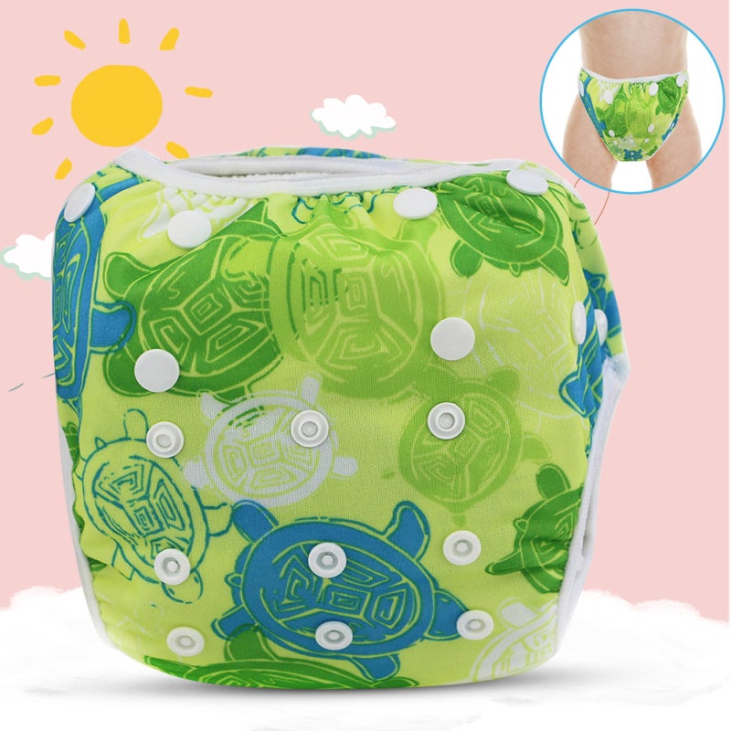 Baby Swim Diaper Adjustable Button Rows Waterproof Layer Leak-Proof Reusable Swim Diaper - Breathable Absorbent Inner Snug Leg Cuffs for Baby Swimming Lessons Summer Pool Play - Image 5