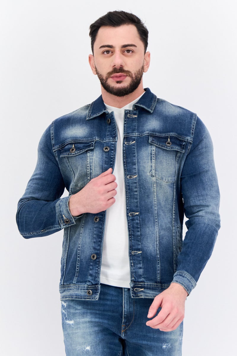 Sorbino Men Wash Long Sleeve Denim Jackets, Light Blue - Image 1