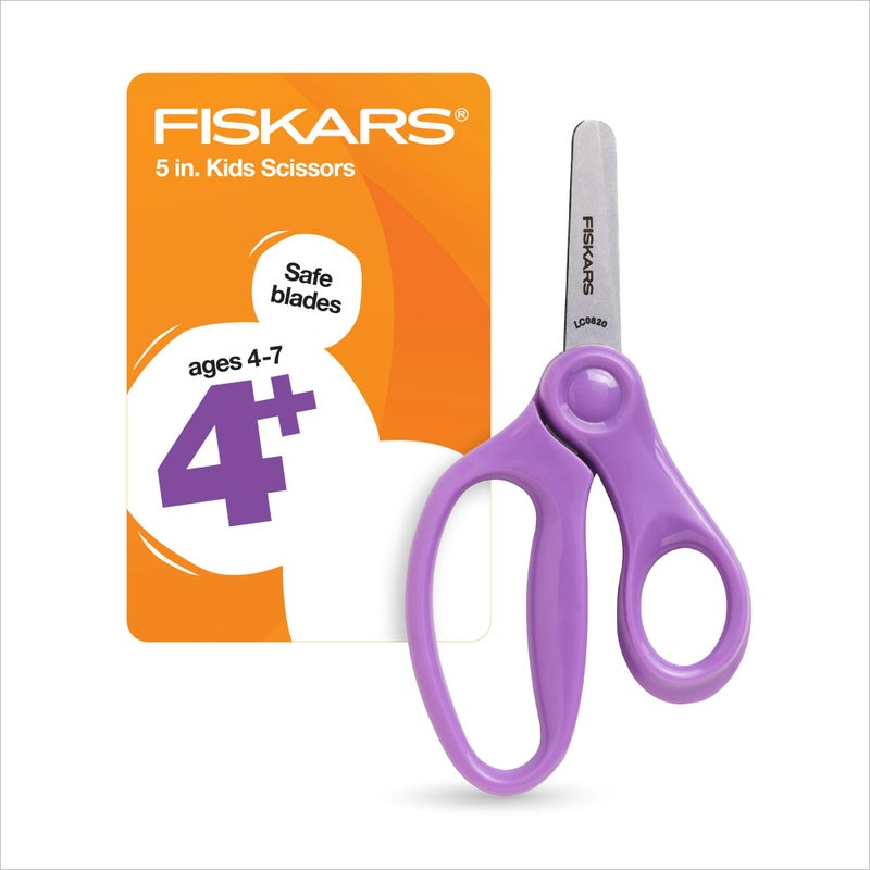 Fiskars 5" Blunt-Tip Scissors for Kids Ages 4-7, For School or Crafting, Purple - Image 1