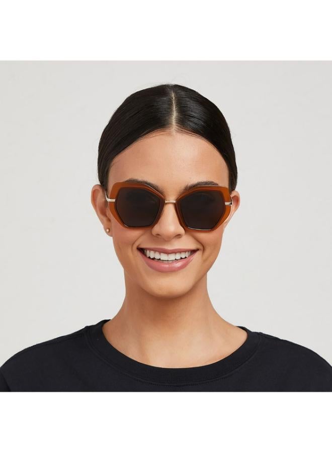 30Sundays SHOOK Women Brown Sunglasses - Frame Material: Metal + Acetate - Lens Color: Brown- Frame Color: Brown - Full Rim - Image 4