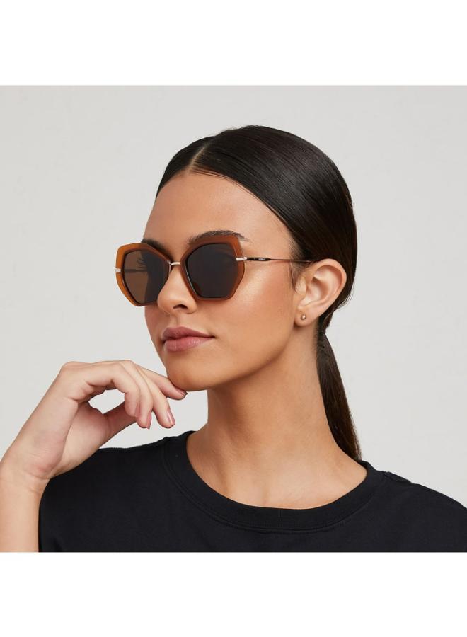30Sundays SHOOK Women Brown Sunglasses - Frame Material: Metal + Acetate - Lens Color: Brown- Frame Color: Brown - Full Rim - Image 5