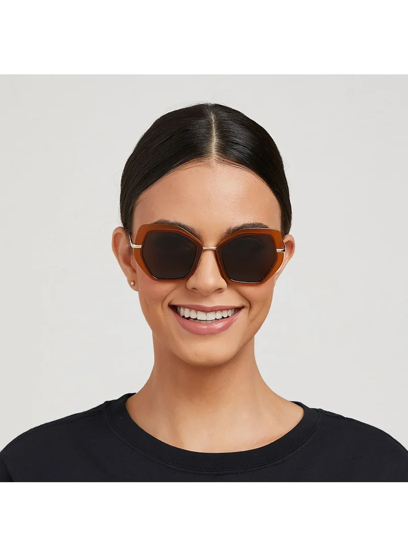 30 سندايز SHOOK Women Brown Sunglasses - Frame Material: Metal + Acetate - Lens Color: Brown- Frame Color: Brown - Full Rim