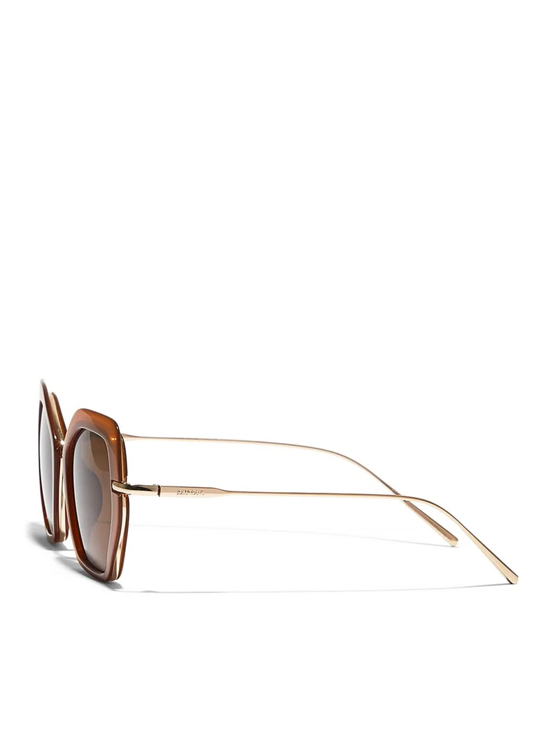 30 سندايز SHOOK Women Brown Sunglasses - Frame Material: Metal + Acetate - Lens Color: Brown- Frame Color: Brown - Full Rim