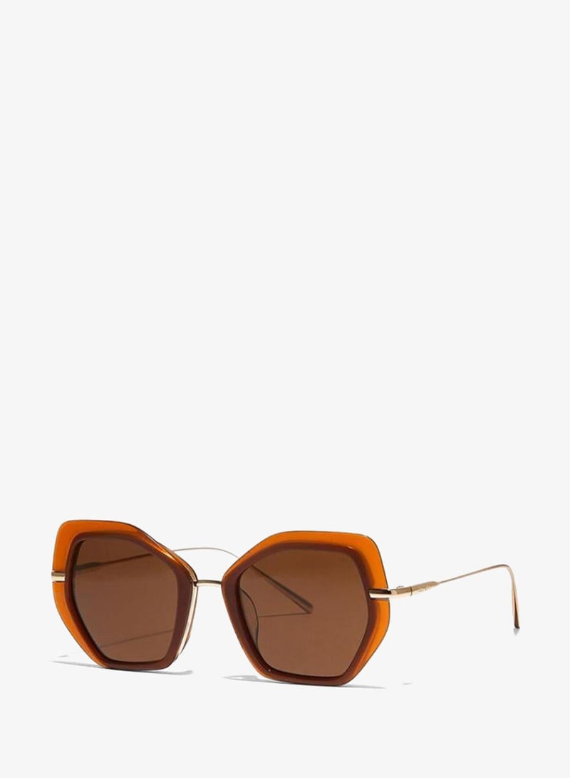 30Sundays SHOOK Women Brown Sunglasses - Frame Material: Metal + Acetate - Lens Color: Brown- Frame Color: Brown - Full Rim - Image 2