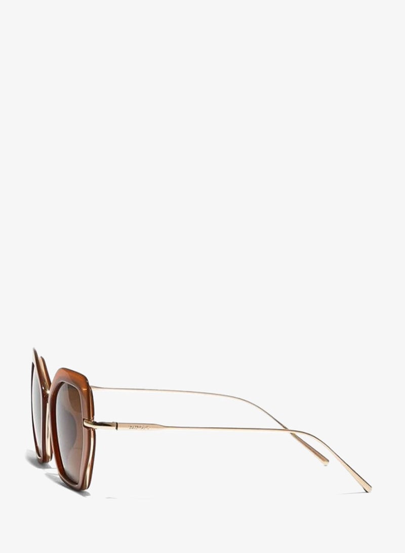 30Sundays SHOOK Women Brown Sunglasses - Frame Material: Metal + Acetate - Lens Color: Brown- Frame Color: Brown - Full Rim - Image 3
