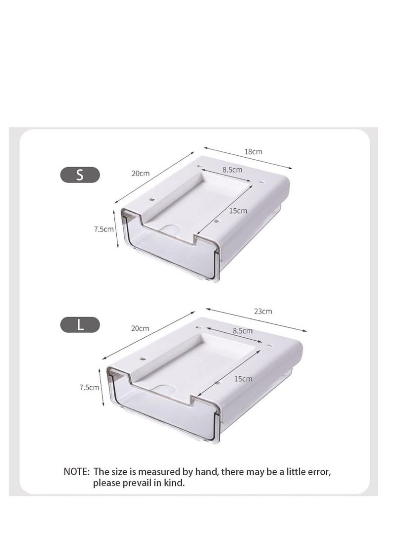 MUMOO BEAR Self-adhesive Drawer Storage Organizer, 2Pcs Hidden Under Desk Drawer Organiser, Invisible Drawer Storage Box for School Students Office Stationery Supply (S+S) - Image 2
