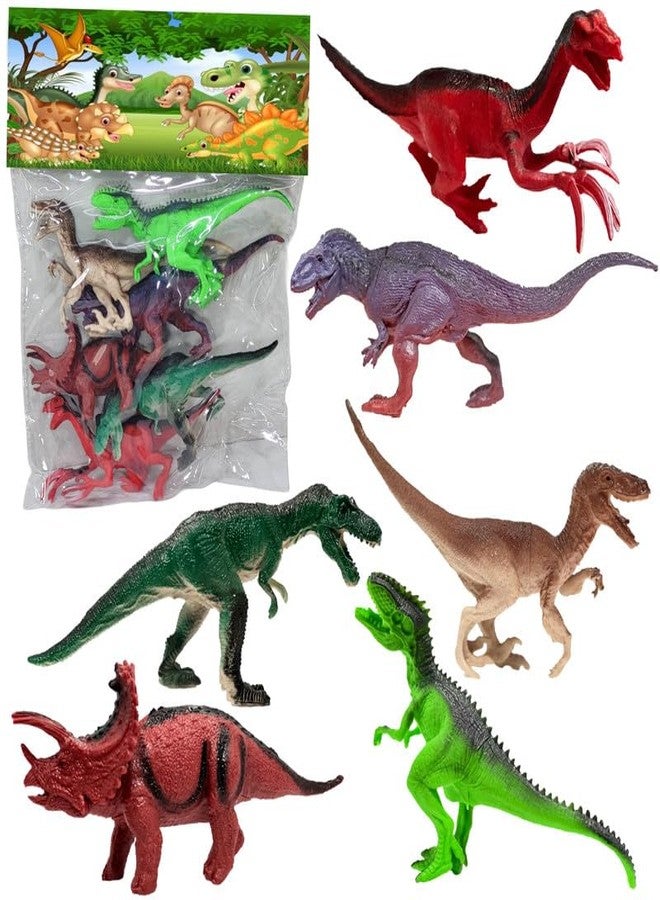 BABRO - 6 Pieces Rubber Dinosaur Toy Set for Kids | Soft & Safe Prehistoric Animal Figures | Educational Pretend Play Toys - Image 1