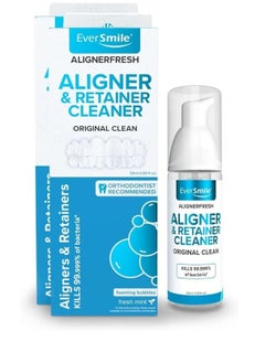 EverSmile EverSmile AlignerFresh Original Clean-The Original Cleaning WhiteFoam On-The-Go Clear Retainer Cleaner. Eliminates Bacteria, Whitens Teeth & Fights Bad Breath (50ml - 2 Pack)  - Image 1