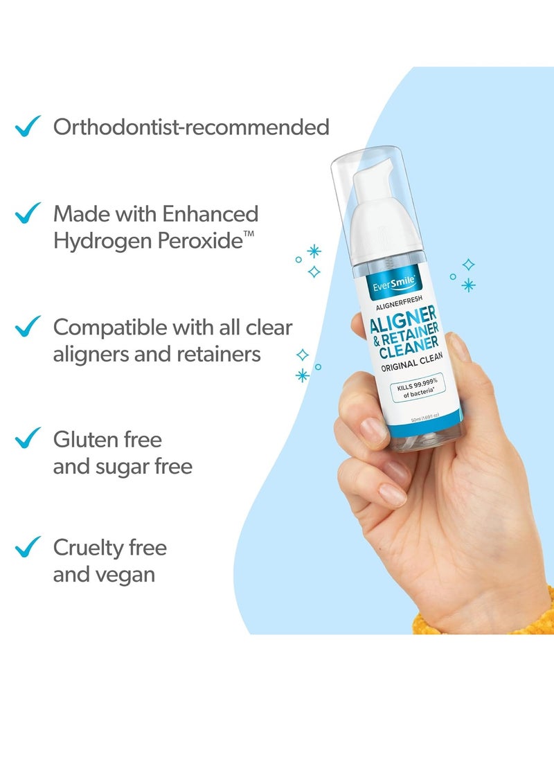 EverSmile EverSmile AlignerFresh Original Clean-The Original Cleaning WhiteFoam On-The-Go Clear Retainer Cleaner. Eliminates Bacteria, Whitens Teeth & Fights Bad Breath (50ml - 2 Pack)  - Image 2