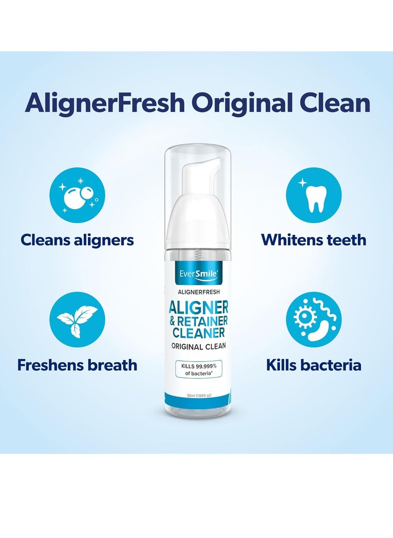 EverSmile EverSmile AlignerFresh Original Clean-The Original Cleaning WhiteFoam On-The-Go Clear Retainer Cleaner. Eliminates Bacteria, Whitens Teeth & Fights Bad Breath (50ml - 2 Pack)  - Image 4