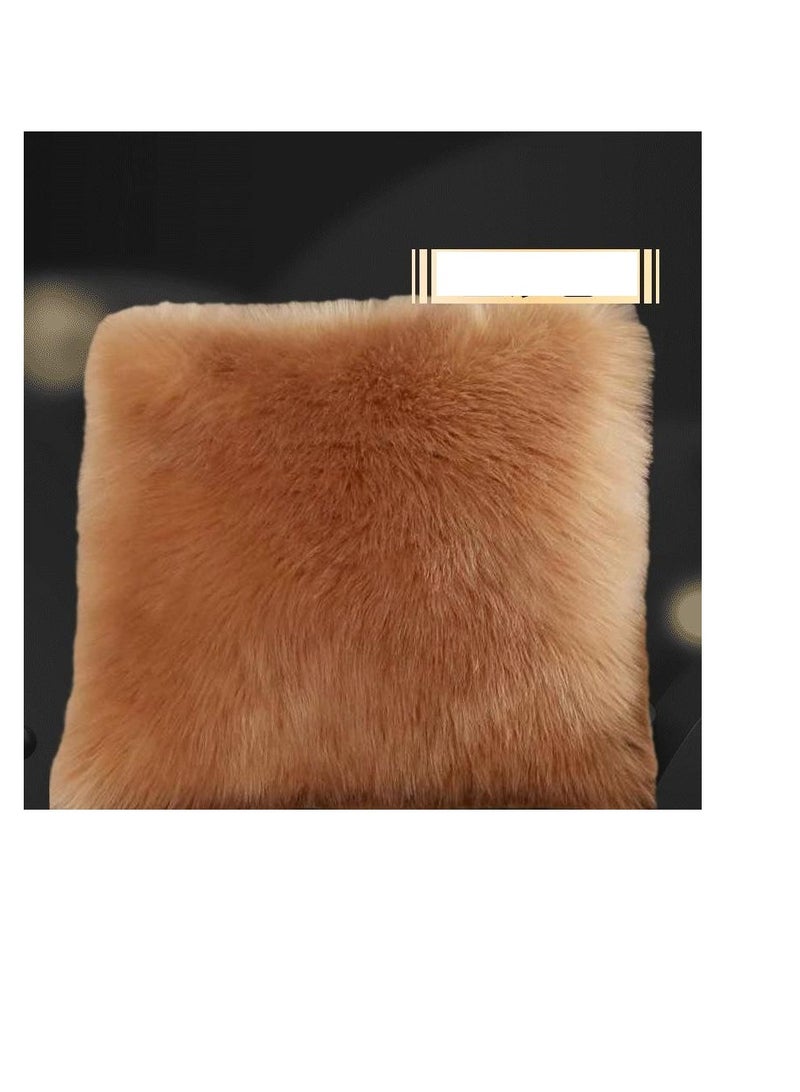 100% Luxury Natural Sheep Fur Long Hair Chair Cushion For Home Office Car Winter Pure Wool Rectangular Shaggy Seat Cushion 