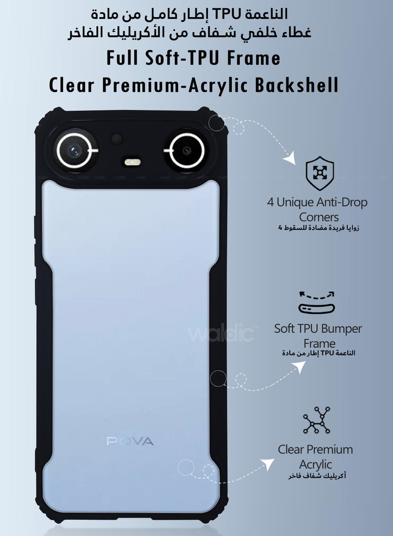 جراب Tecno Pova Slim الفاخر | غطاء سيليكون فاخر مصمم لهاتف Tecno Pova Slim | جراب Tecno Pova Slim من الأكريليك الشفاف الكريستالي، حماية 360 درجة، مصنوع من مادة TPU+PC، جراب خلفي لهاتف Tecno Pova Slim - شفاف/أسود - view 5