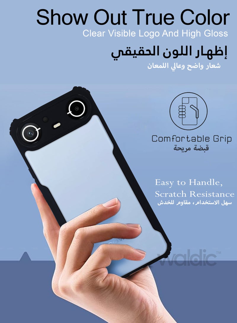 جراب Tecno Pova Slim الفاخر | غطاء سيليكون فاخر مصمم لهاتف Tecno Pova Slim | جراب Tecno Pova Slim من الأكريليك الشفاف الكريستالي، حماية 360 درجة، مصنوع من مادة TPU+PC، جراب خلفي لهاتف Tecno Pova Slim - شفاف/أسود - view 4