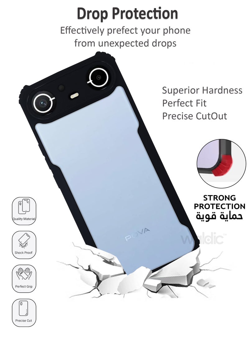 جراب Tecno Pova Slim الفاخر | غطاء سيليكون فاخر مصمم لهاتف Tecno Pova Slim | جراب Tecno Pova Slim من الأكريليك الشفاف الكريستالي، حماية 360 درجة، مصنوع من مادة TPU+PC، جراب خلفي لهاتف Tecno Pova Slim - شفاف/أسود - view 3