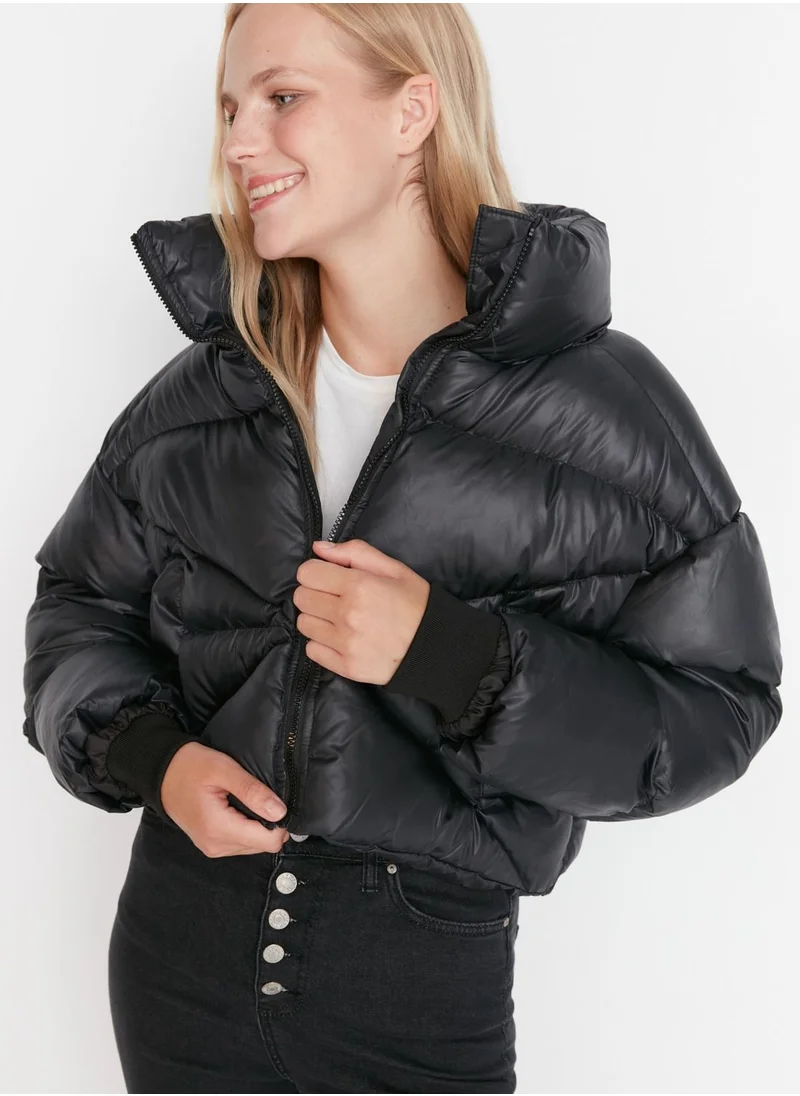 trendyol Zipped Oversized Crop Jacket
