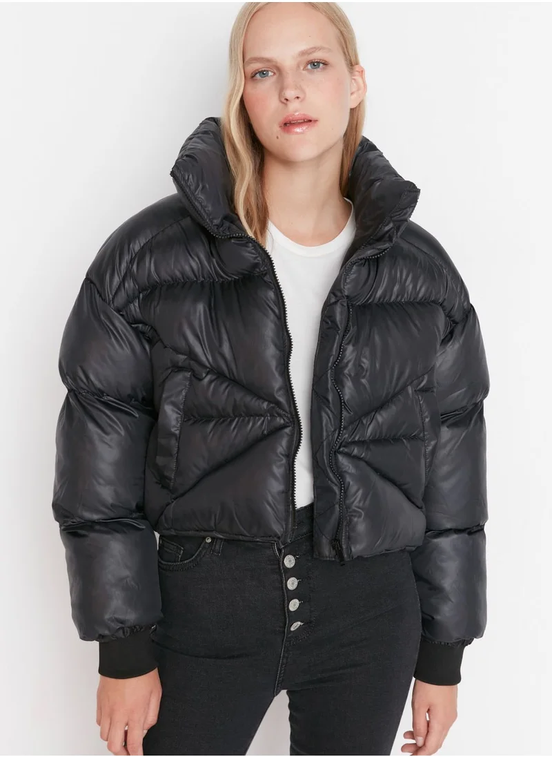 trendyol Zipped Oversized Crop Jacket