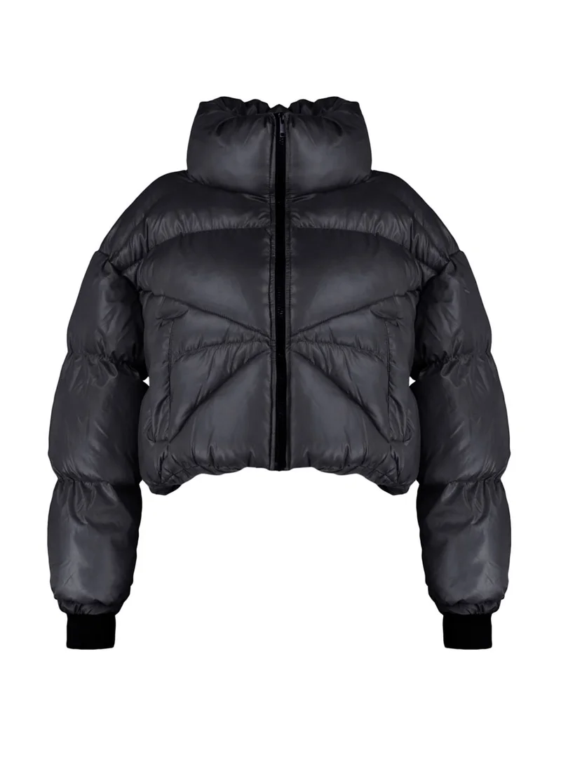 trendyol Zipped Oversized Crop Jacket