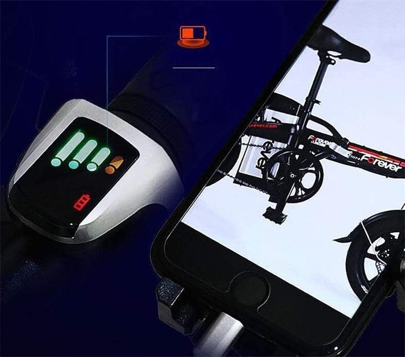 XUEHUAFEI 14 Inches Foldable Electric Bicycle, Electric Bicycle Lightweight Aluminum Lithium Battery 48v 350w Movable Ebike 2 E Bicycle Wheel (Color : White) - Image 4