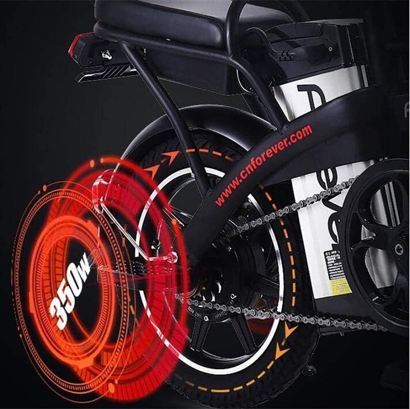 XUEHUAFEI 14 Inches Foldable Electric Bicycle, Electric Bicycle Lightweight Aluminum Lithium Battery 48v 350w Movable Ebike 2 E Bicycle Wheel (Color : White) - Image 3