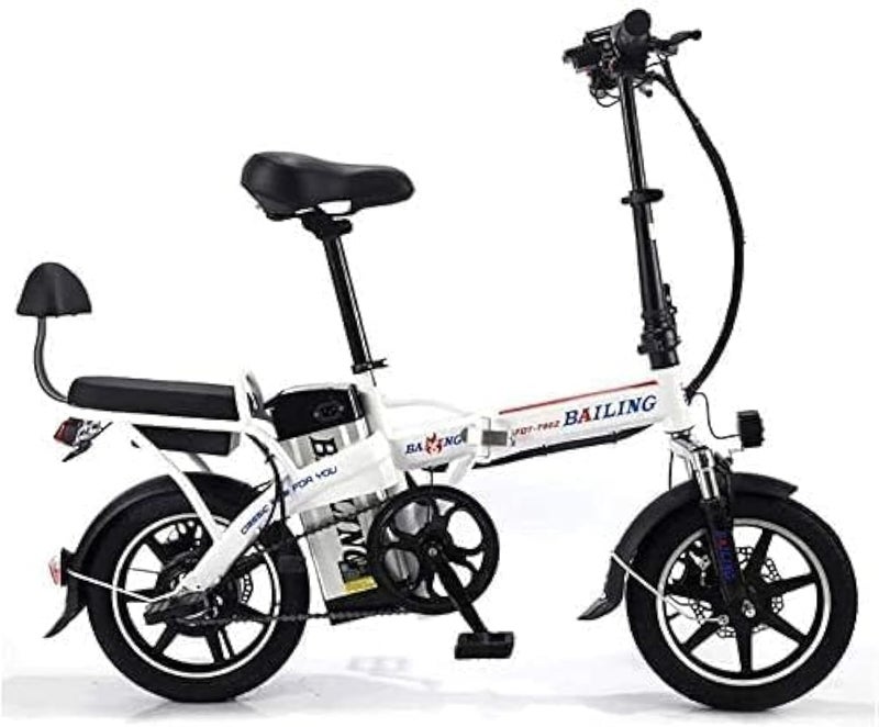 XUEHUAFEI 14 Inches Foldable Electric Bicycle, Electric Bicycle Lightweight Aluminum Lithium Battery 48v 350w Movable Ebike 2 E Bicycle Wheel (Color : White) - Image 1