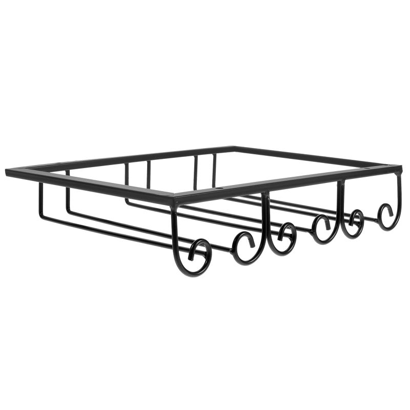 Under Shelf Iron Wine Glass Rack 3 Compartment Stemware Hanger For Kitchen Cabinet Storage - Image 2
