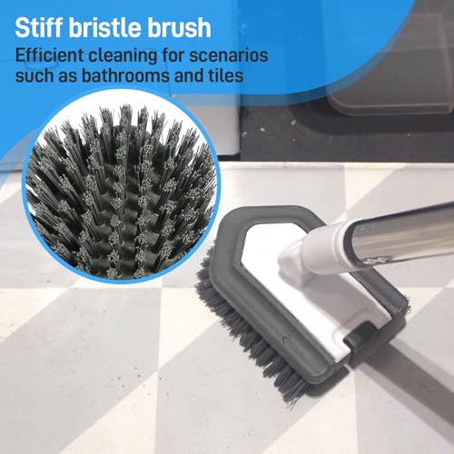 FRAXIR Floor Scrub Brush, 5 in 1 Tile Tub Scrubber with 56" Adjustable Long Handle and 5 No Scratch Scrubber Heads for Bathroom, Kitchen, Toilet, Bathtub - Image 4