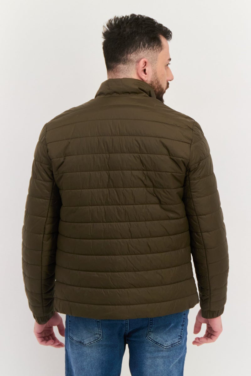 HUGO BOSS Men Quilted Puffer Jacket, Olive - Image 3
