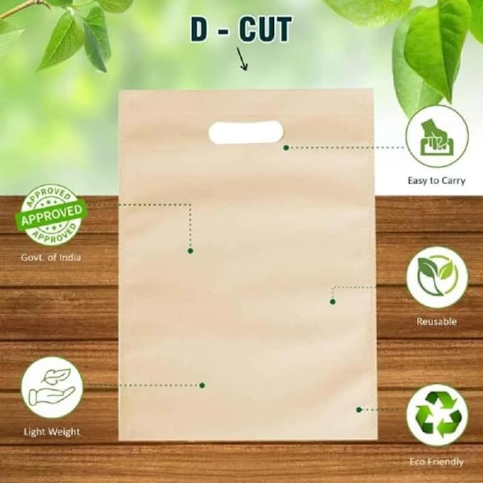 V4L Brown Color D-Cut Cloth Carry Handle Shopping Daily Use Gift Bag (13X18, PACK OF 25) - Image 4