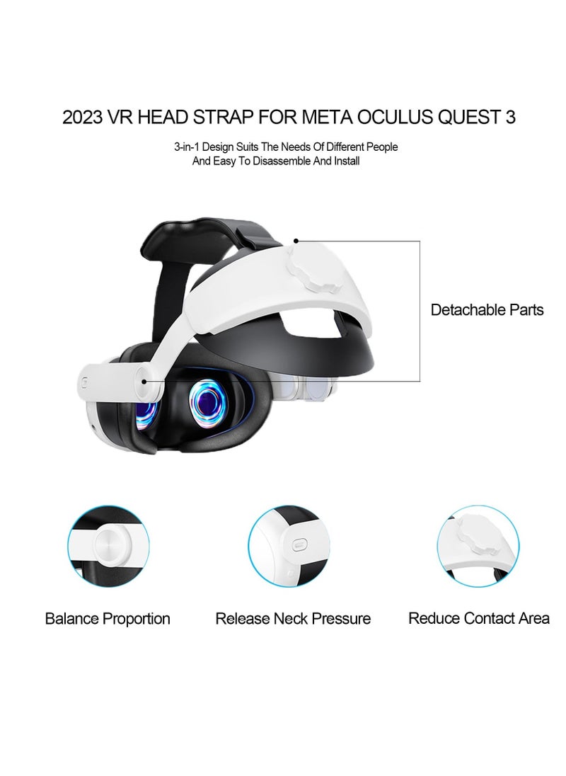 Generic Head Strap for Oculus Quest 3,3-in-1 Adjustable Halo Headband,Replacement for Elite Strap,for Enhanced Support and Comfort in VR, Suitable for Children and Adults Compatible with Oculus/Meta Quest 3  - Image 2